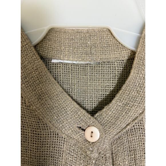 Unbranded Vtg Loose Weave Knit Flax Type Split Five Button Duster Pleated Cuff - Picture 7 of 8